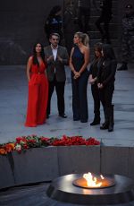 KIM and KHLOE KARDASHIAN at Armenian Genocide Memorial at Tsitsernakaberd in Yerevan