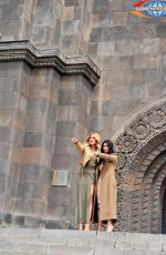 KIM and KHLOE KARDASHIAN at The Cascade in Yerevan