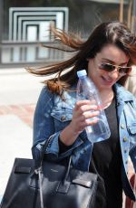 LEA MICHELE Leaves a Nail Salon in Los Angeles