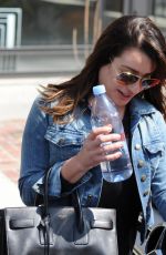 LEA MICHELE Leaves a Nail Salon in Los Angeles