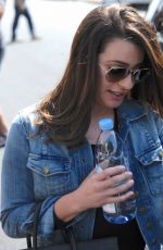 LEA MICHELE Leaves a Nail Salon in Los Angeles