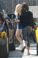 LEA MICHELE Leaves a Nail Salon in Los Angeles