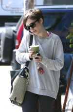 LILY COLLINS at Earth Bar in West Hollywood