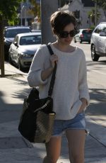 LILY COLLINS in Cut-offs Out and About in West Hollywood