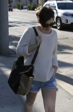 LILY COLLINS in Cut-offs Out and About in West Hollywood