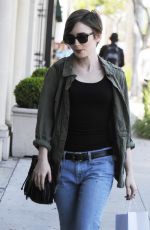 LILY COLLINS in Jeans Out and About in Beverly Hills 04/28/2015