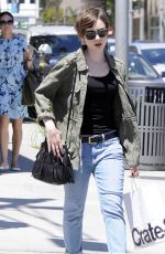 LILY COLLINS in Jeans Out and About in Beverly Hills 04/28/2015