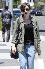 LILY COLLINS in Jeans Out and About in Beverly Hills 04/28/2015