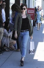 LILY COLLINS in Jeans Out and About in Beverly Hills 04/28/2015