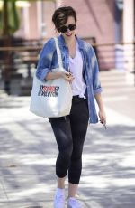 LILY COLLINS Leaves a Pilates Class in West Hollywood 04/29/2015
