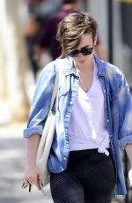 LILY COLLINS Leaves a Pilates Class in West Hollywood 04/29/2015