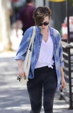 LILY COLLINS Leaves a Pilates Class in West Hollywood 04/29/2015