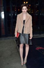 LILY COLLINS Leaves Her New York Hotel