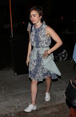 LILY COLLINS Leaves Taste Restaurant in West Hollywood
