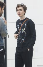 LILY COLLINS Out Shopping in Beverly Hills 04/24/2015