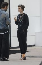 LILY COLLINS Out Shopping in Beverly Hills 04/24/2015