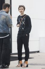 LILY COLLINS Out Shopping in Beverly Hills 04/24/2015