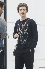 LILY COLLINS Out Shopping in Beverly Hills 04/24/2015