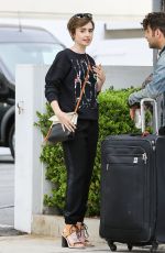 LILY COLLINS Out Shopping in Beverly Hills 04/24/2015