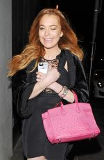 LINDSAY LOHAN Arrives at Bonbonniere Nightclub in Marylebone
