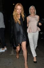 LINDSAY LOHAN Arrives at Novikov Restaurant in Mayfair