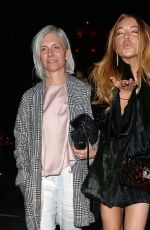 LINDSAY LOHAN Arrives at Novikov Restaurant in Mayfair