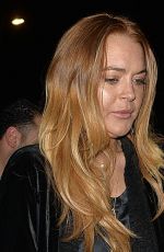 LINDSAY LOHAN Arrives at Novikov Restaurant in Mayfair