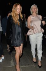 LINDSAY LOHAN Arrives at Novikov Restaurant in Mayfair