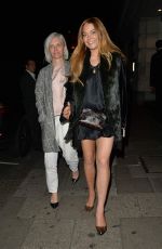 LINDSAY LOHAN Arrives at Novikov Restaurant in Mayfair