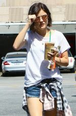 LUCY HALE in Jeans Shorts Out in West Hollywood
