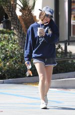 LUCY HALE in Shorts Out for Coffee in West Hollywood