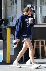 LUCY HALE in Shorts Out for Coffee in West Hollywood