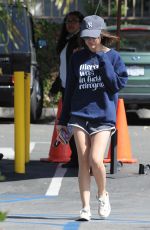 LUCY HALE in Shorts Out for Coffee in West Hollywood