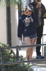 LUCY HALE in Shorts Out for Coffee in West Hollywood