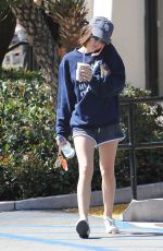 LUCY HALE in Shorts Out for Coffee in West Hollywood