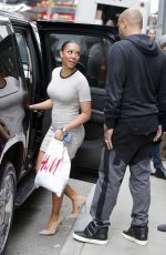 MELANIE BROWN in Tight Mini Dress Shopping at H&M in New York