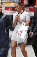 MELANIE BROWN in Tight Mini Dress Shopping at H&M in New York