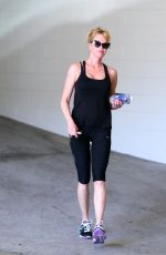 MELANIE GRIFFITH in Tights Leaves a Gym in Los Angeles 04/27/2015