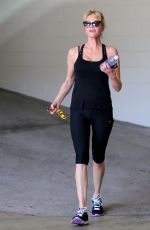 MELANIE GRIFFITH in Tights Leaves a Gym in Los Angeles 04/27/2015