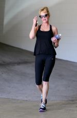 MELANIE GRIFFITH in Tights Leaves a Gym in Los Angeles 04/27/2015