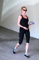 MELANIE GRIFFITH in Tights Leaves a Gym in Los Angeles 04/27/2015