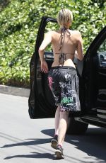 MILEY CYRUS in Bikini Top Out and About in Los Angeles 04/30/2015
