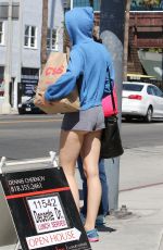 MILEY CYRUS in Shorts Out Shopping in Studio City