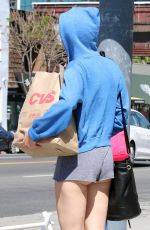 MILEY CYRUS in Shorts Out Shopping in Studio City