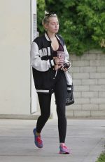 MILEY CYRUS Stopping for a Juice at Robeks in Los Angeles