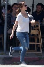 MINKA KELLY in Ripped Jeans Out for Lunch in West Hollywood