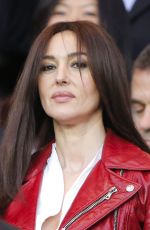 MONICA BELLUCCI at Paris SG vs FC Barcelona Game at Parc Des Princes in Paris
