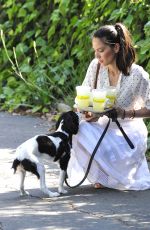 OLIVIA MUNN with Her Dog Out and About in Los Angeles 04/20/2015