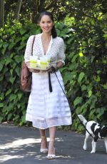 OLIVIA MUNN with Her Dog Out and About in Los Angeles 04/20/2015