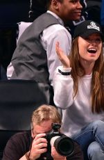 OLIVIA WILDE and Jason Sudeikis at Brooklyn Nets Game in New York